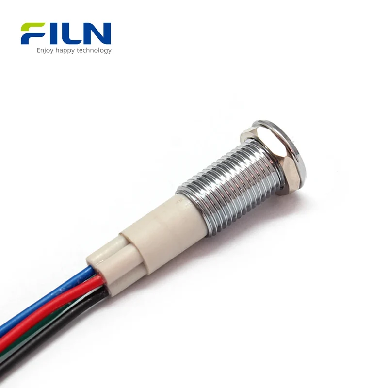 10mm 3 Color Indicator Light RGB Tri-color LED Metal Signal Lamp | IP67 Waterproof Panel Mount