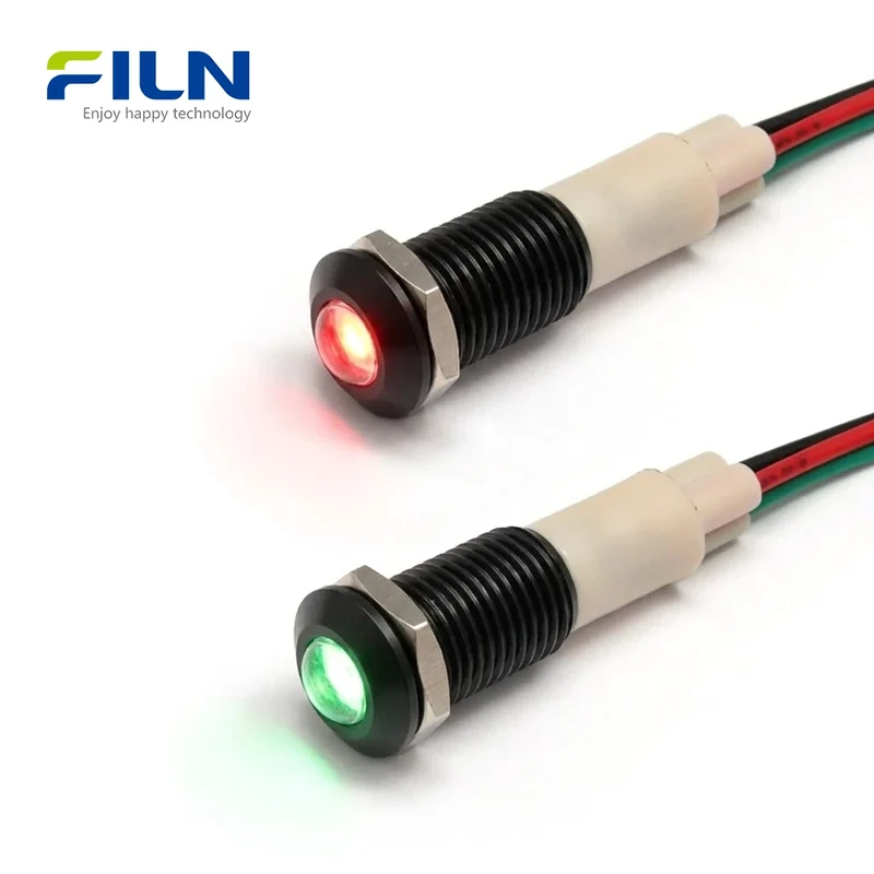 RG Indicator Light Dual Color Red Green LED IP67 Waterproof Metal Pilot Lamp for Industrial & Commercial Panels