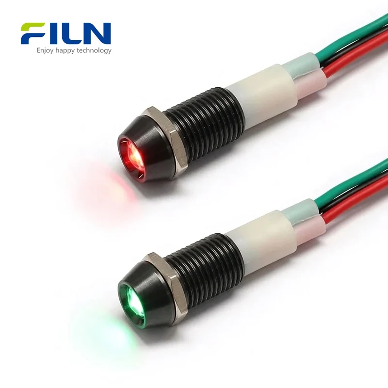 RG Indicator Light Dual Color Red Green LED IP67 Waterproof Metal Pilot Lamp for Industrial & Commercial Panels