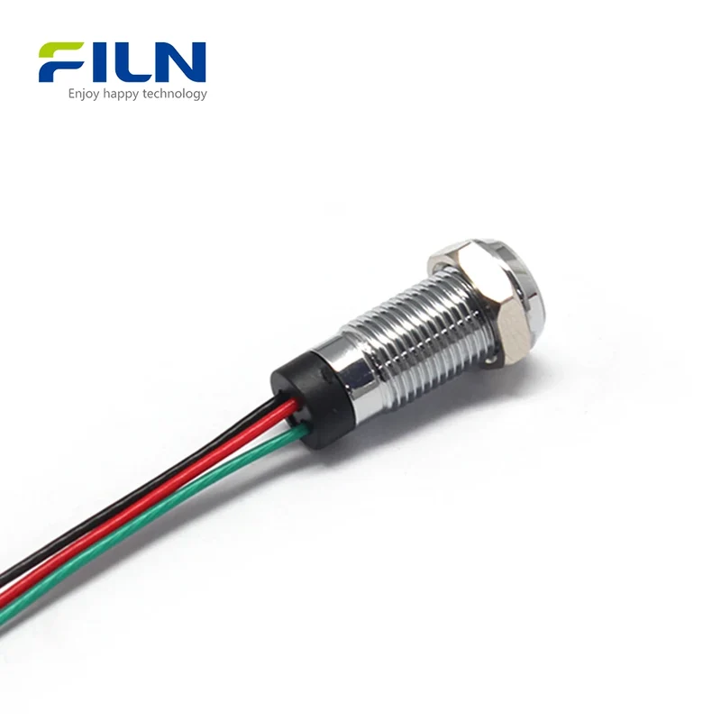 Dual-color Signal Lamp 8mm IP67 Flat Head LED for CNC Panel FILN