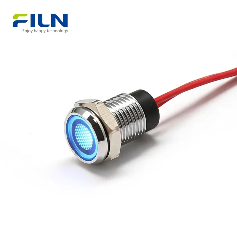 Blue LED Indicator Light 8mm 12V 220V Waterproof for CNC & Marine FILN