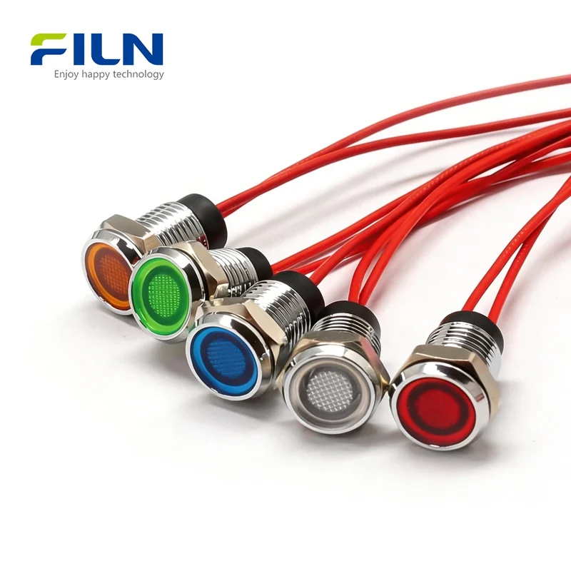 Blue LED Indicator Light 8mm 12V 220V Waterproof for CNC & Marine FILN