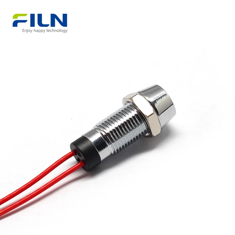 12V Pilot Light 8mm LED Metal Recessed Head IP67 for CNC Panel FILN