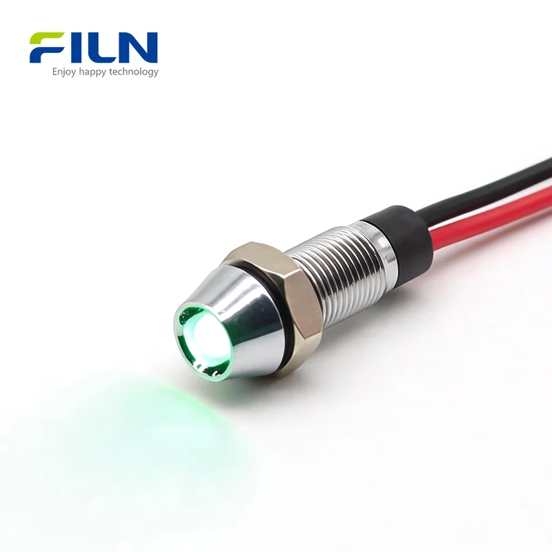 6MM LED Pilot Light Mini Metal High Head Pre-wired IP65 Signal Lamp