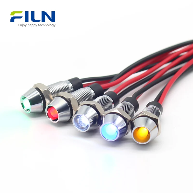 6MM LED Pilot Light Mini Metal High Head Pre-wired IP65 Signal Lamp