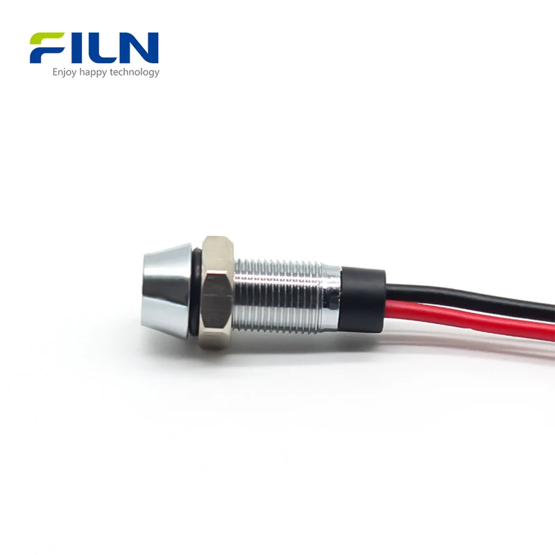 6MM LED Pilot Light Mini Metal High Head Pre-wired IP65 Signal Lamp
