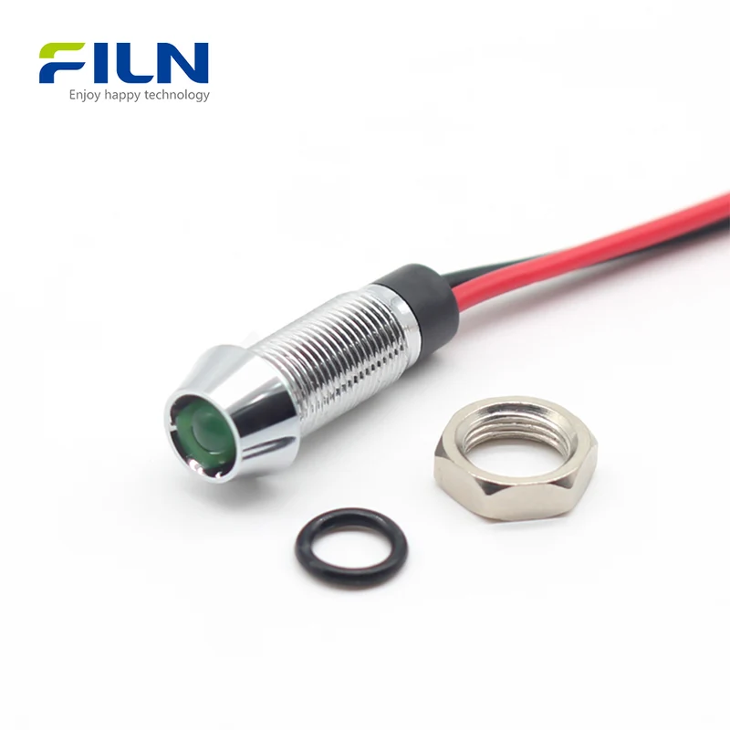 6MM LED Pilot Light Mini Metal High Head Pre-wired IP65 Signal Lamp