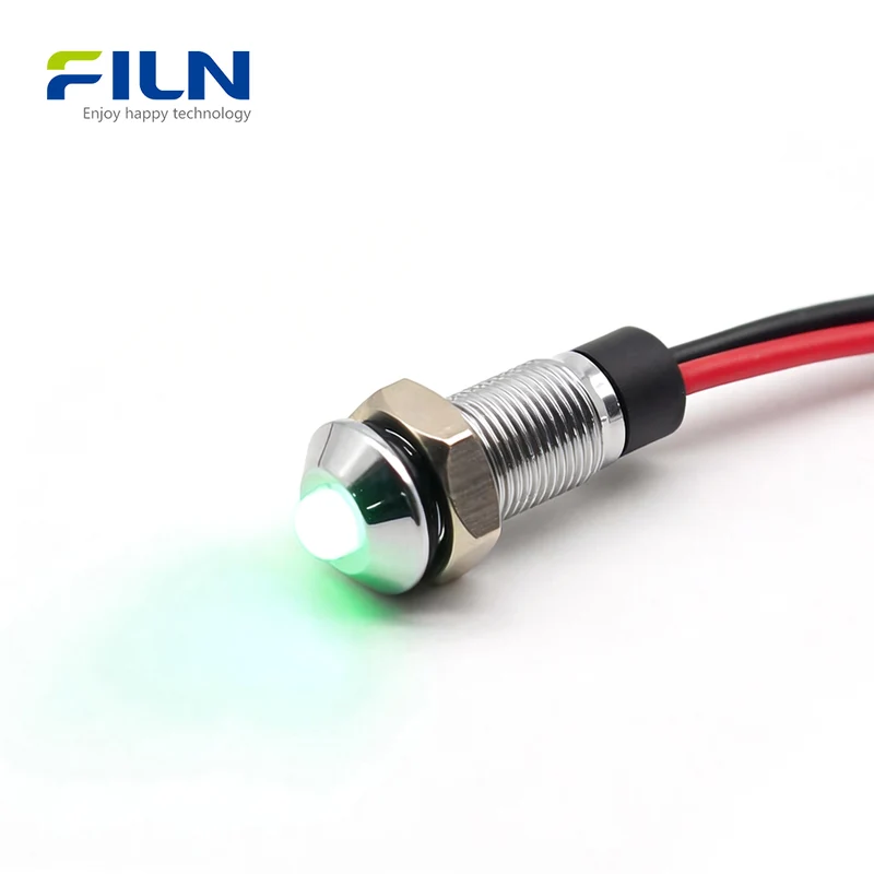 6MM LED Pilot Light Mini Metal High Head Pre-wired IP65 Signal Lamp
