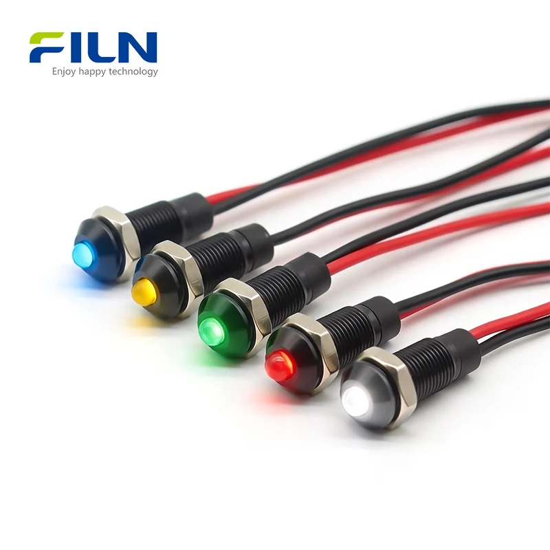 6MM LED Pilot Light Mini Metal High Head Pre-wired IP65 Signal Lamp