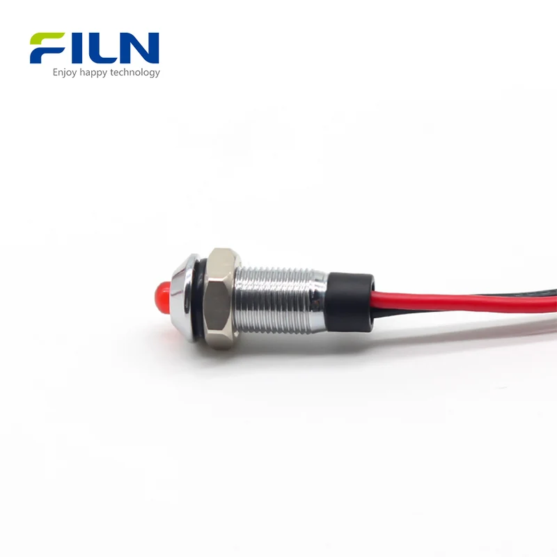 6MM LED Pilot Light Mini Metal High Head Pre-wired IP65 Signal Lamp