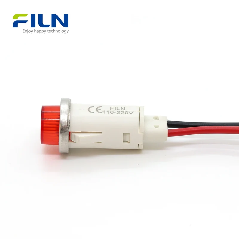 Plastic Pilot LED Lights 12.5mm 6V-220V PA66 Wire Lead Snap-in for FILN