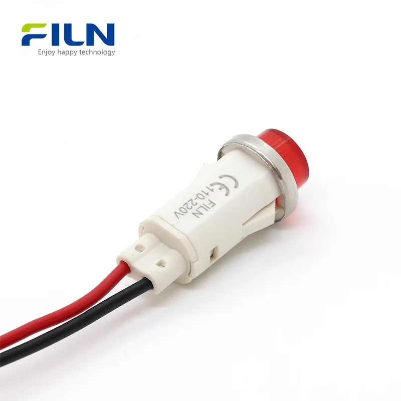 Plastic Pilot LED Lights 12.5mm 6V-220V PA66 Wire Lead Snap-in for FILN