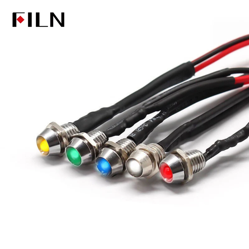 FILN 6MM Green LED Indicator Light MINI Indicating Lamp 12-24V