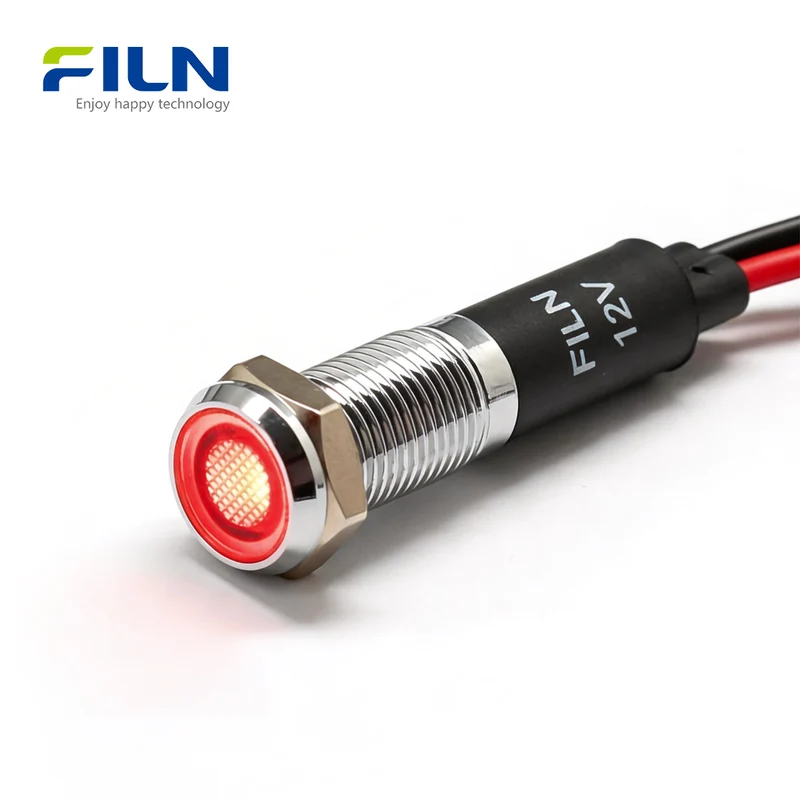 8mm LED Indicator Light 3V-220V Pre-wired for Panel Signal DIY Indicator Lamp FILN