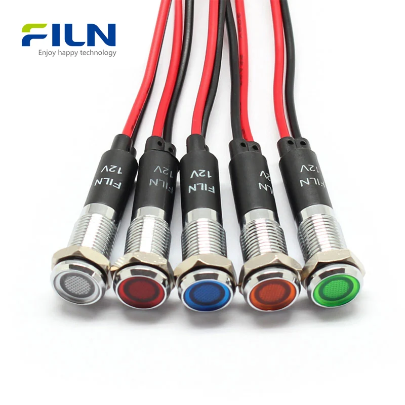 8mm LED Indicator Light 3V-220V Pre-wired for Panel Signal DIY Indicator Lamp FILN