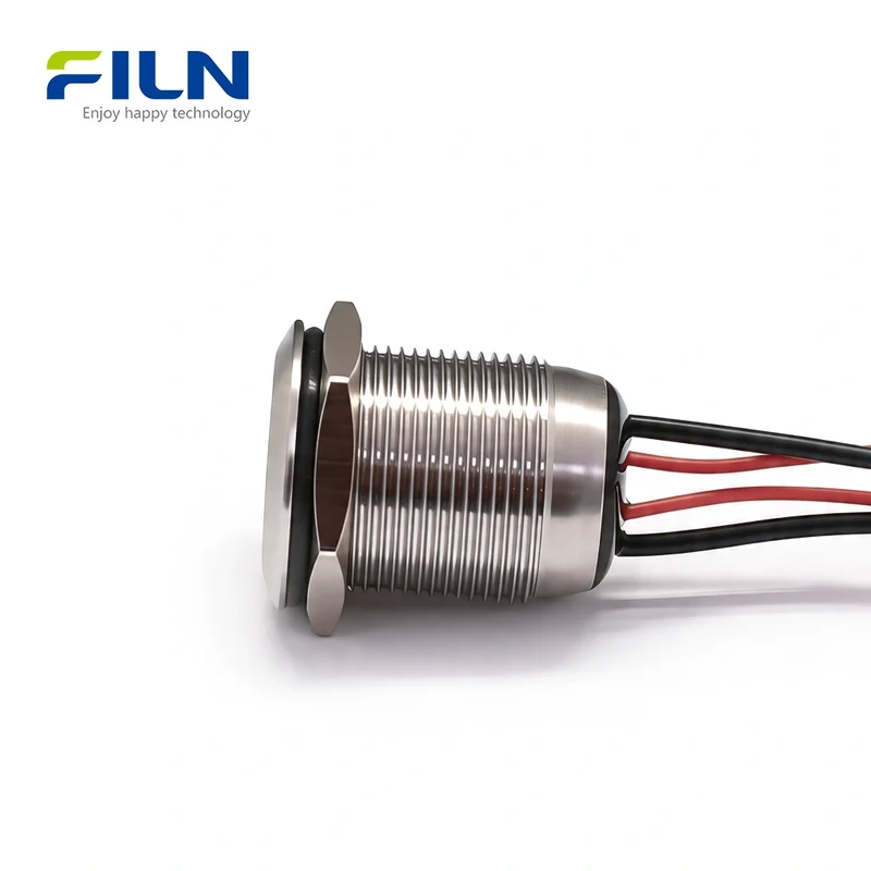 Latching Push Button Switch 20A High Current Stainless Steel 4-Pin Wire Lead for Industrial Control FILN
