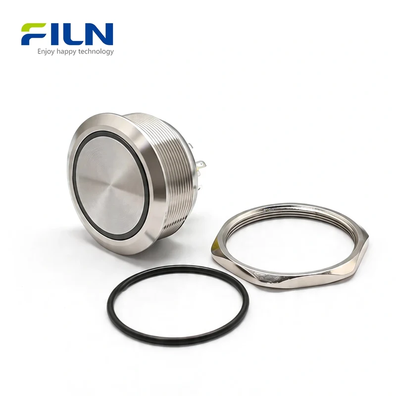 Big Push Button Switch 40mm Metal 5-Pin 3-220V Ring LED Indicator Momentary/Latching FILN