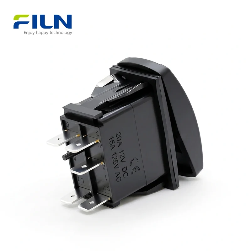 Boat Rocker Switch Black Symbol Illuminated 5PIN KCD4 12V-24V Yacht Power Switch FILN