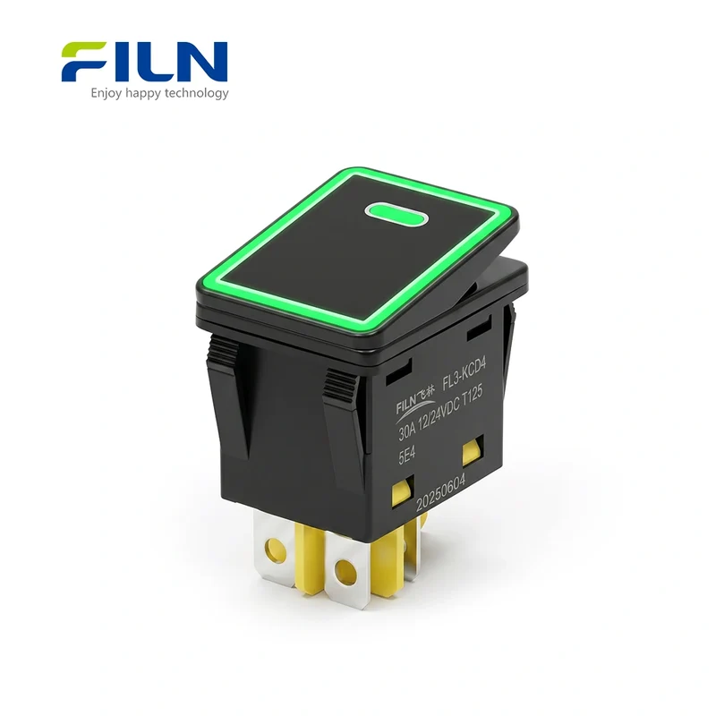 30 Amp Rocker Switch Aluminum Surface IP67 Waterproof 4 Pin ON-OFF Switch FILN