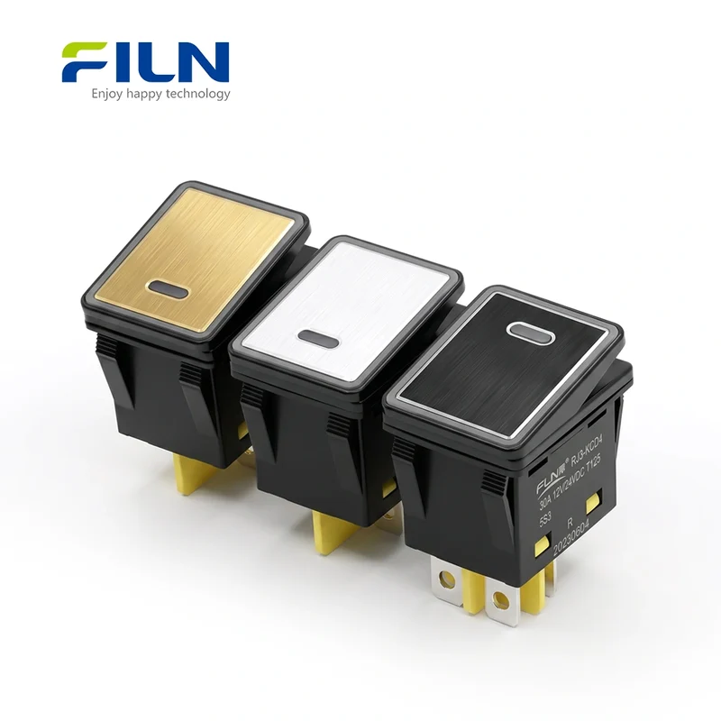 30 Amp Rocker Switch Aluminum Surface IP67 Waterproof 4 Pin ON-OFF Switch FILN