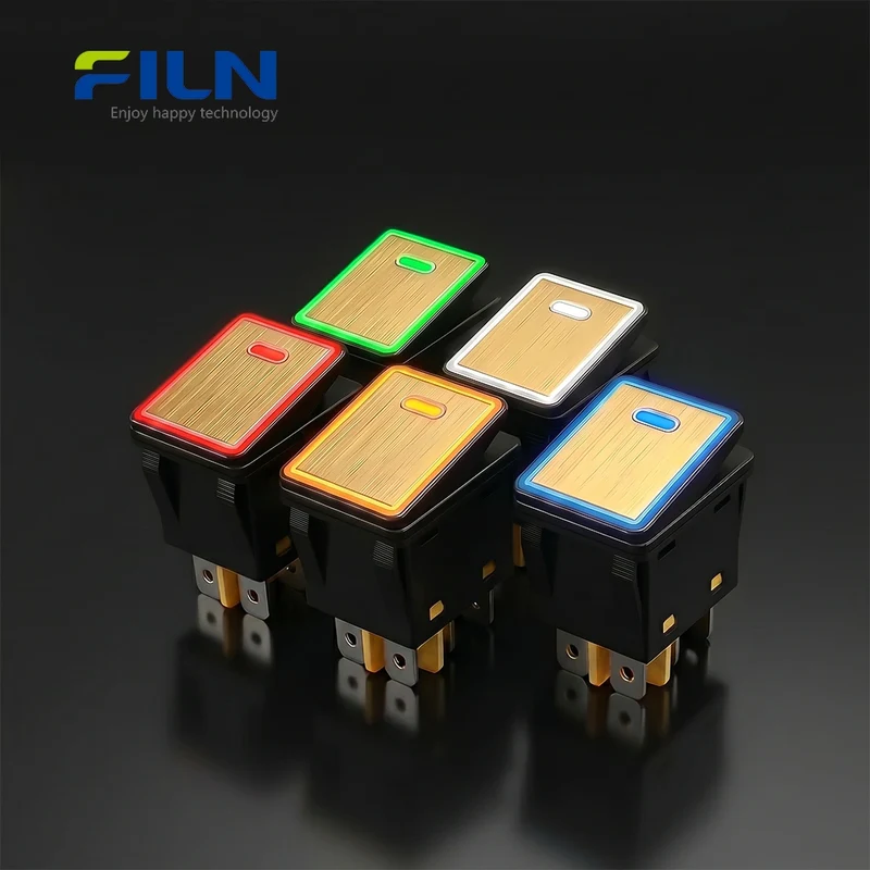30 Amp Rocker Switch Aluminum Surface IP67 Waterproof 4 Pin ON-OFF Switch FILN