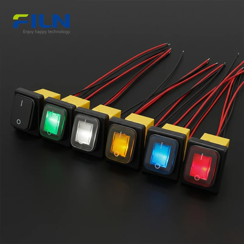 Wired Rocker Switch 15cm Lead Wire ON-OFF/ON-ON Waterproof KCD4 UL Certified FILN Factory