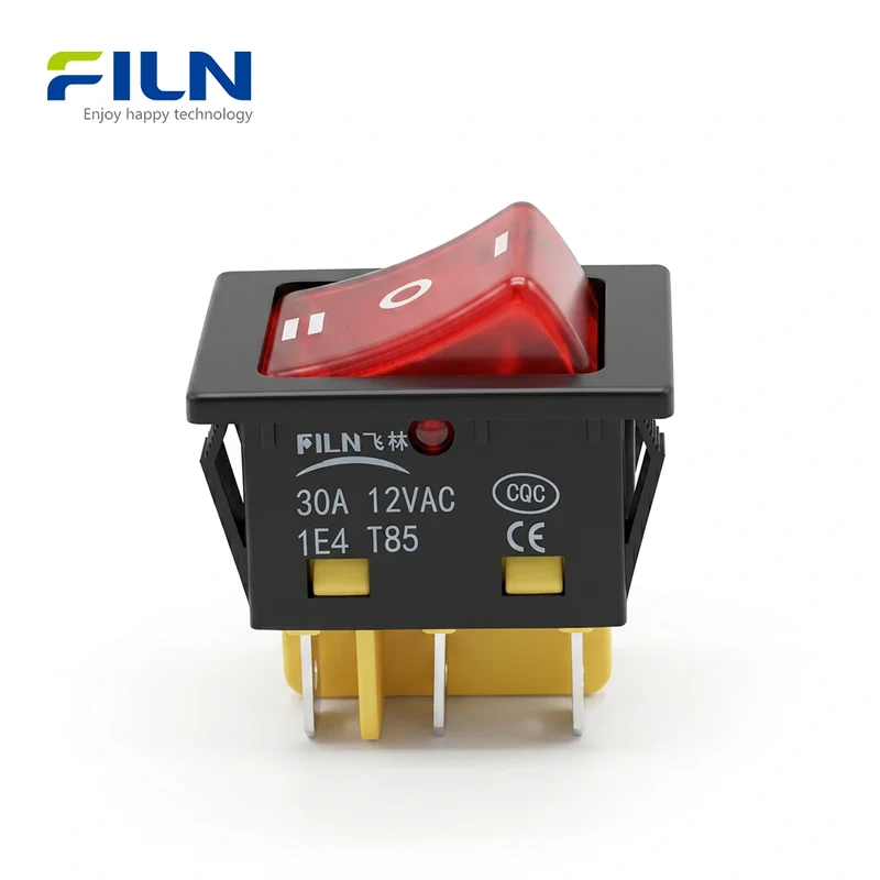 12 Volt Rocker Switches 30A ON-OFF-ON 6Pin KCD4 witch LED Light FILN