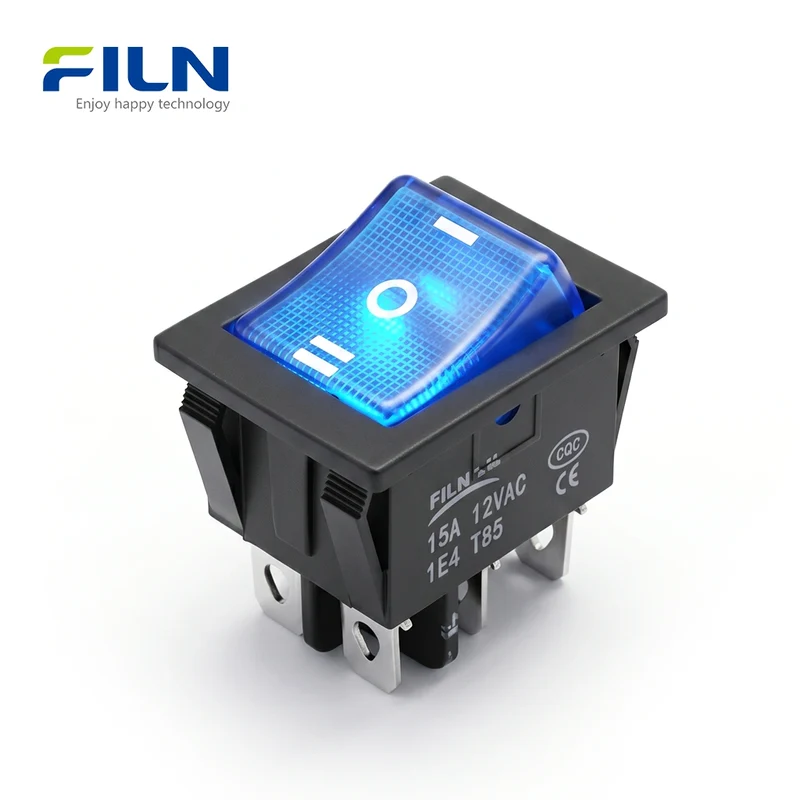 Rocker Switch Wiring 3 Way | 30X22MM KCD4 6 Pin DPDT 15A Power Control | FILN