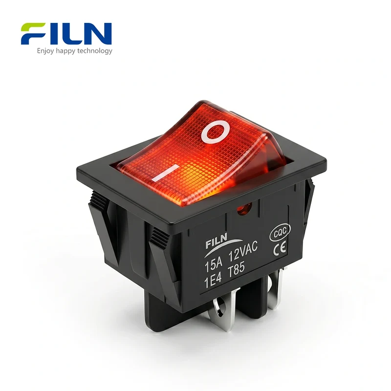 Rocker Switch ON-OFF 15A KCD4 4 Pin Power Control LED Ligtht FILN Factory