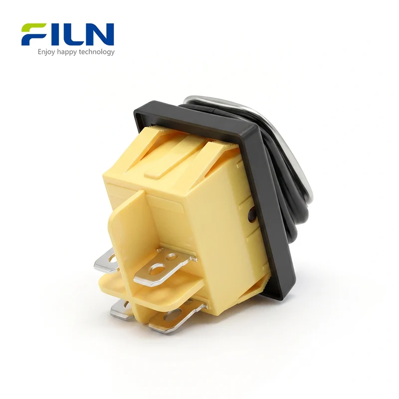 Stainless Steel Lighted Rocker Switches 30x22mm 4-Pin KCD4 15A Current FILN Factory