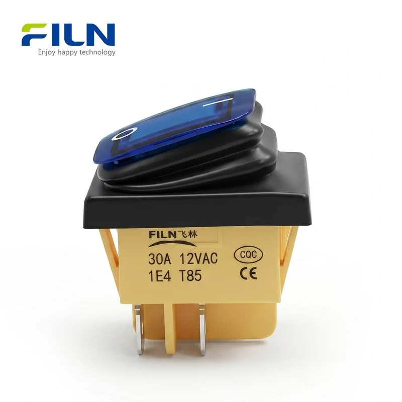 12V Rocker Switches Transparent Plastic KCD4 Waterproof Rocker Switch 30x22mm 4-Pin DPST FILN