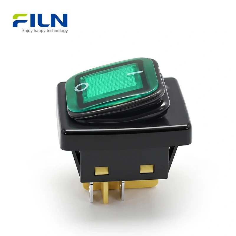 12V Rocker Switch Waterproof Plastic KCD4 4Pin 30A ON-OFF with LED Light UL Rocker Switch FILN