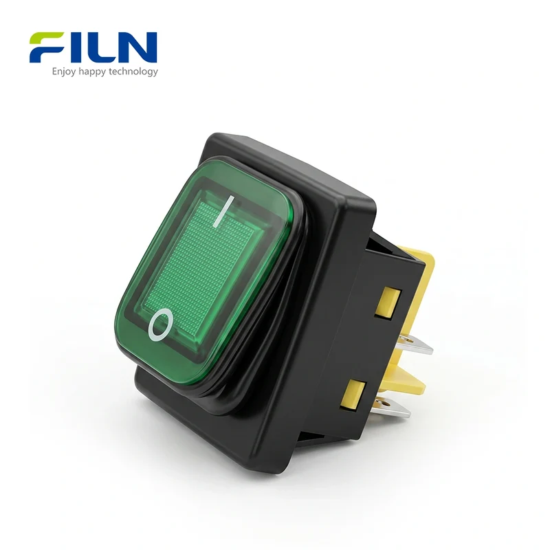 12V Rocker Switch Waterproof Plastic KCD4 4Pin 30A ON-OFF with LED Light UL Rocker Switch FILN