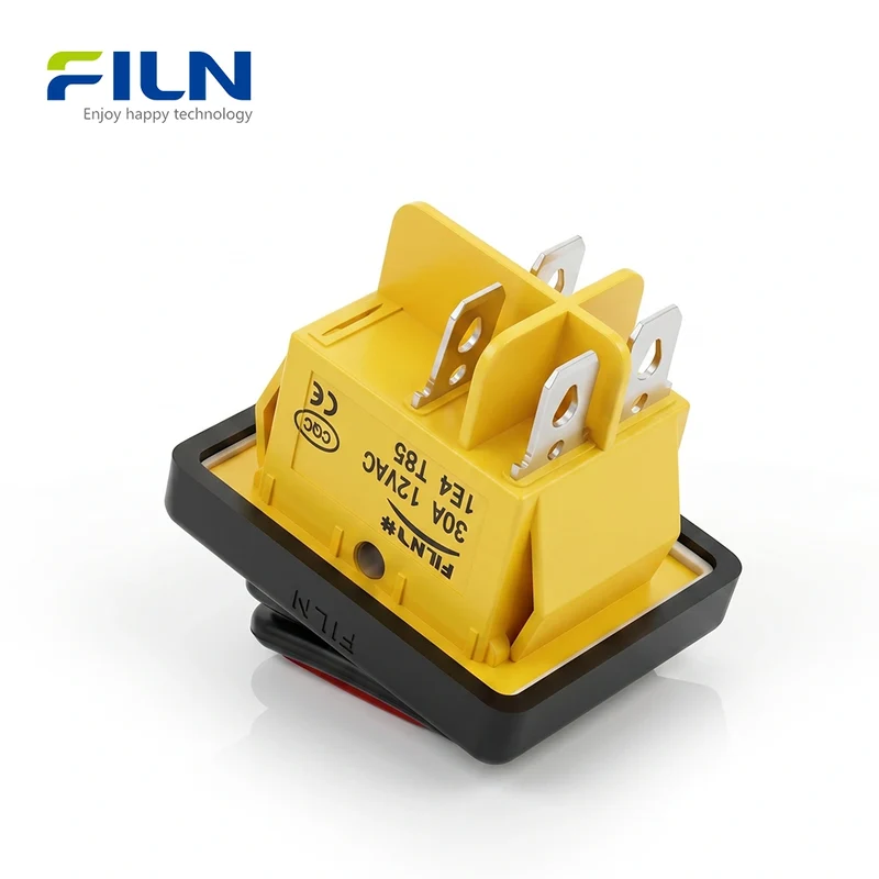 LED Light Rocker Switch 28x22mm Transparent Surface KCD4 Waterproof Framed Power Switch FILN