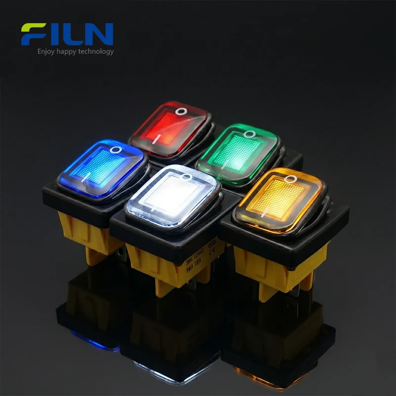 LED Rocker Switch ON-OFF Nylon Plastic Waterproof KCD4 Rocker Switch FILN Factory