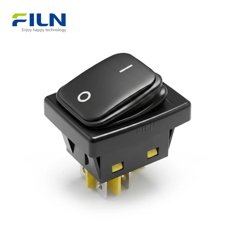 2 Position Rocker Switch Black Non-Illuminated 30x22mm 30A Waterproof KCD4 IP65 FILN