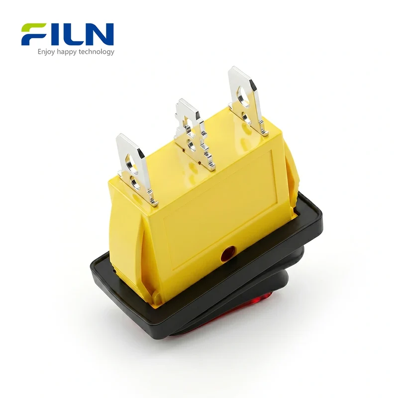 On Off Rocker Switch 28x11mm KCD3 3-Pin Illuminated Waterproof Rocker Switch FILN