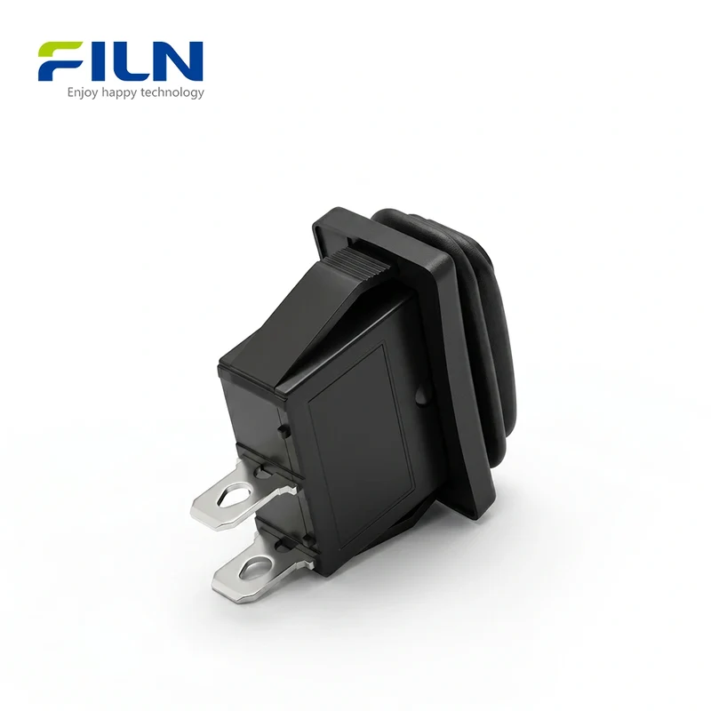 On and Off Rocker Switch Waterproof KCD3 2-Pin Manual Control Black Rocker Switch FILN