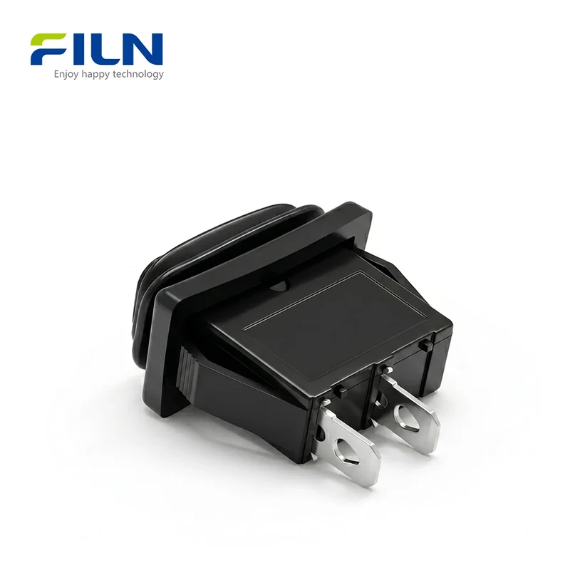On and Off Rocker Switch Waterproof KCD3 2-Pin Manual Control Black Rocker Switch FILN