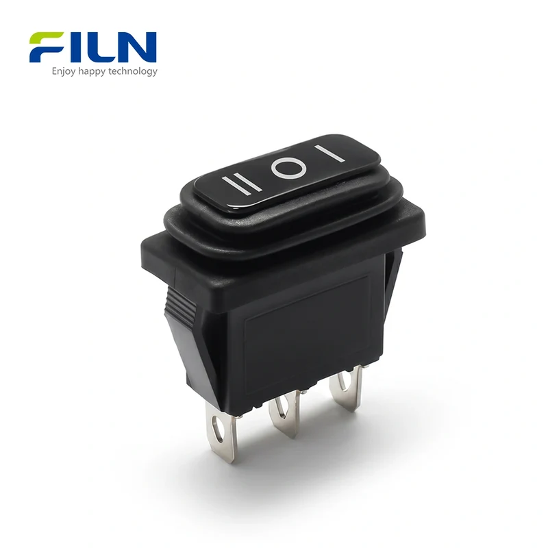 3 Way Rocker Switches No Light Black KCD3 3-Pin ON-OFF-ON Rocker Switch FILN
