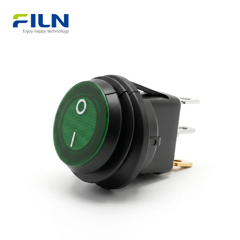 Round Rocker Switch KCD1 3-Pin ON-OFF Waterproof witch LED Light 5V-220v Rocker Switch FILN