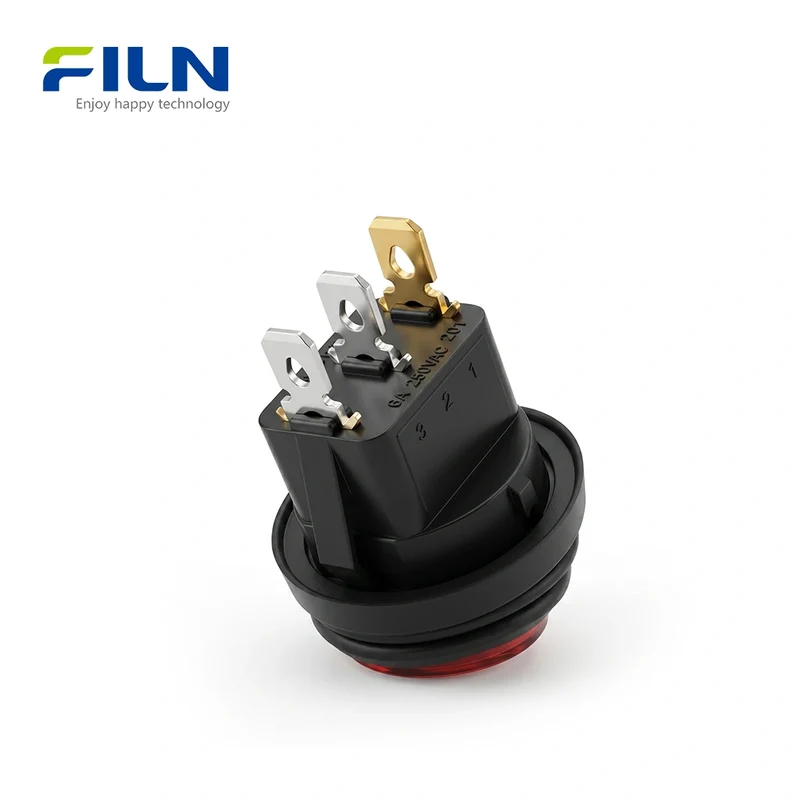 Round Rocker Switch KCD1 3-Pin ON-OFF Waterproof witch LED Light 5V-220v Rocker Switch FILN