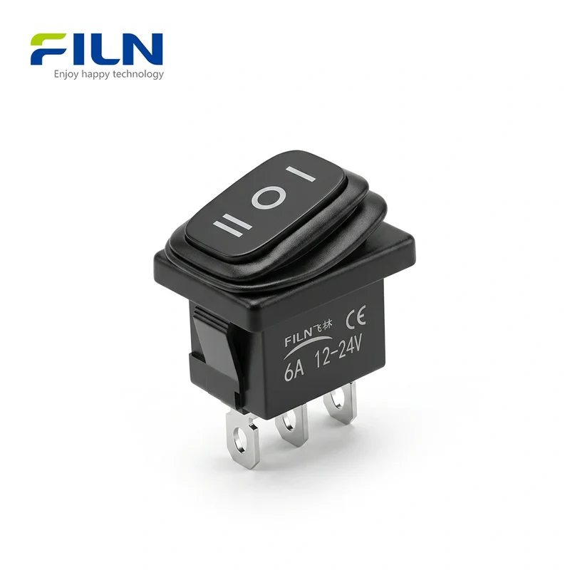 3 Position Rocker Switch ON-OFF-ON No lights MINI Rocker Switch 3-Pin FILN