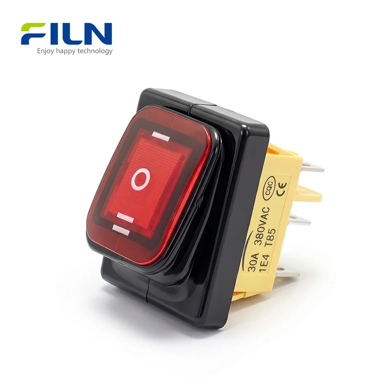 ON OFF ON Rocker Switch Ordinary Plastic KCD4 6-Pin Waterproof Rocker Switch FILN