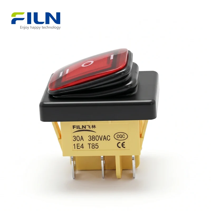 ON OFF ON Rocker Switch Ordinary Plastic KCD4 6-Pin Waterproof Rocker Switch FILN