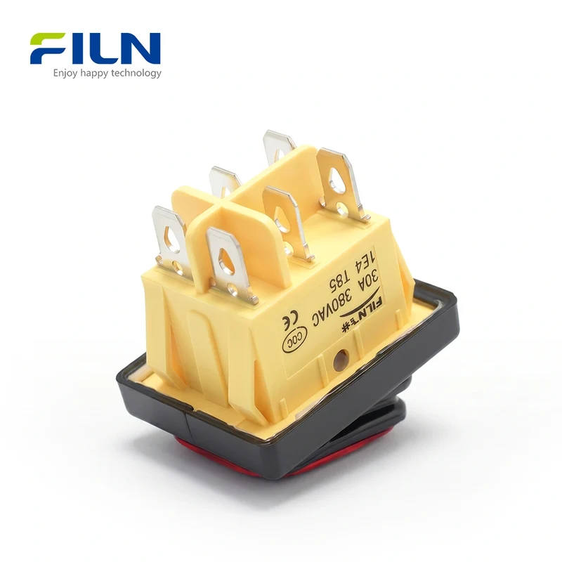 ON OFF ON Rocker Switch Ordinary Plastic KCD4 6-Pin Waterproof Rocker Switch FILN