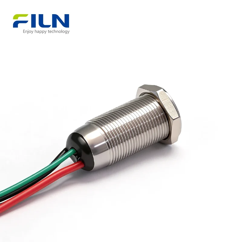 12V LED Push Button Switch 12mm Stainless Steel 15cm Pre-wired Momentary Switch FILN