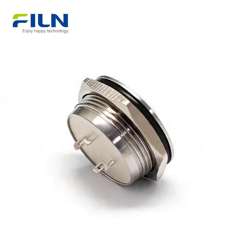 22mm Lighted Push Button Switch Ultra-short Body Momentary 4-Pin 12V-220V Metal FILN