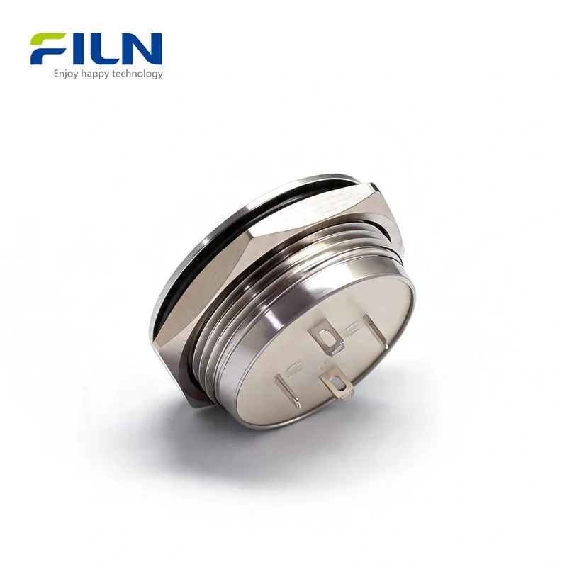 22mm Lighted Push Button Switch Ultra-short Body Momentary 4-Pin 12V-220V Metal FILN