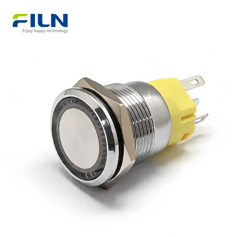 Illuminated Momentary Switch Push Button Stainless Steel 5-Pin LED Concave-head | FILN